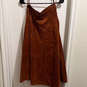 Elegant Vintage Brown Suede Women's Skirt